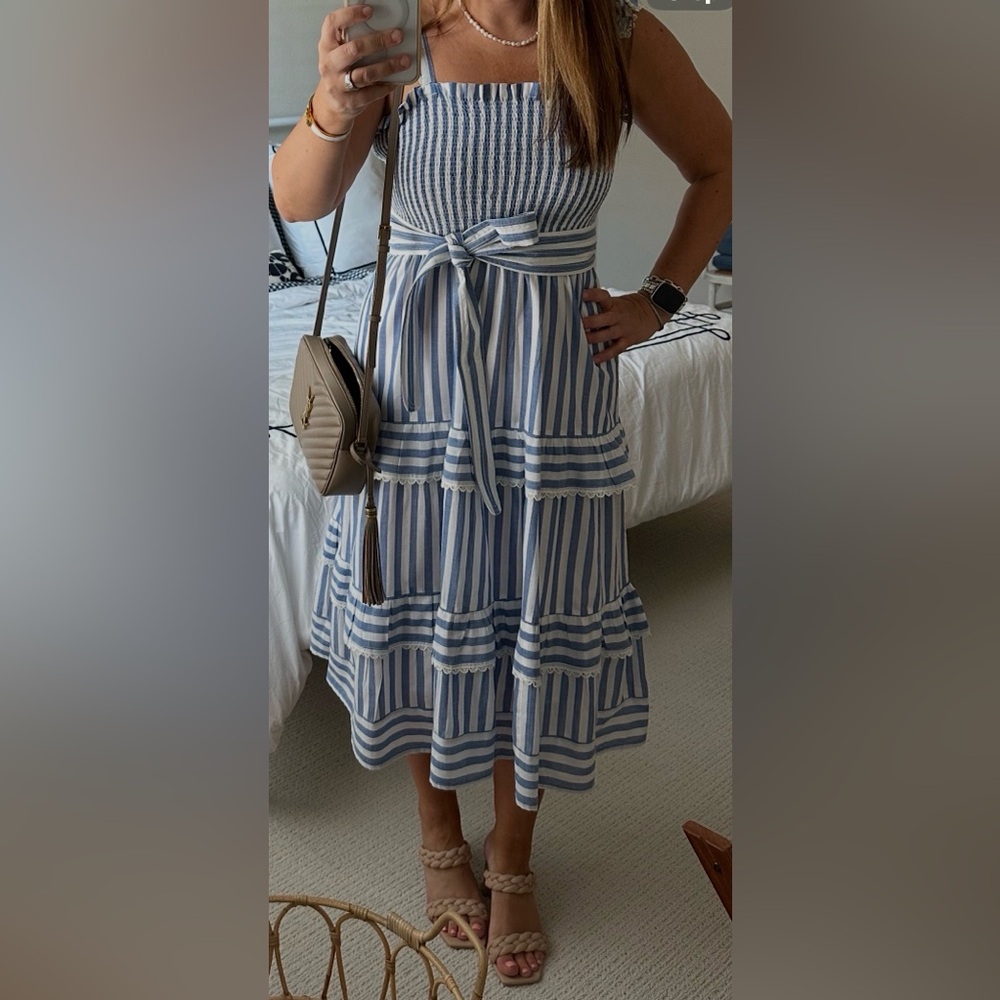 Bell Striped Blue and White ladies Dress